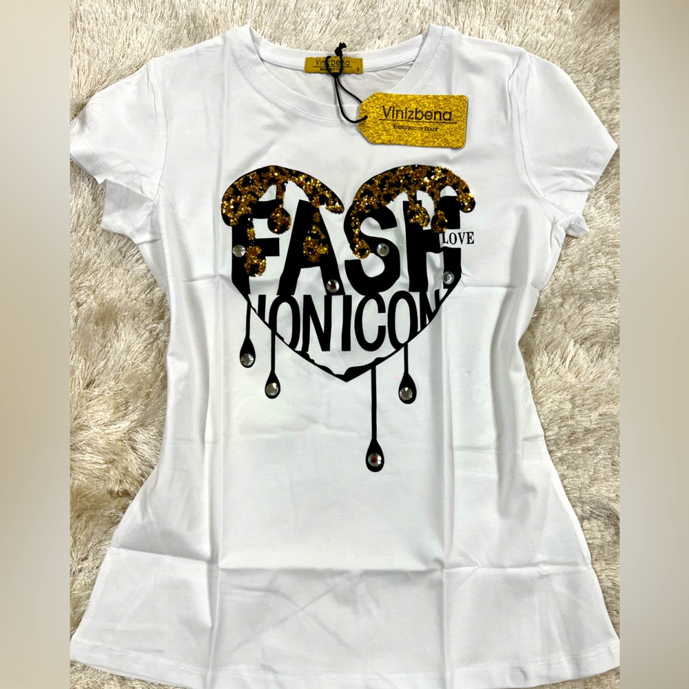 Women’s Fashion Shirt White with Sequin Design size small